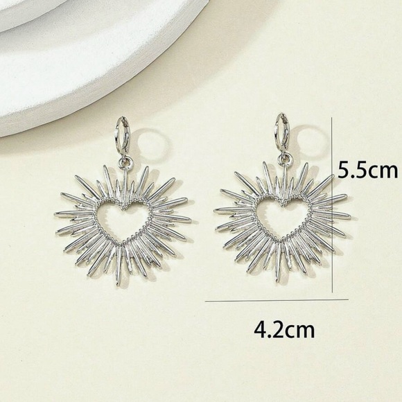 Any 4/$25! Silver Radiant Heart Mini Hoop Pendant Earrings - Picture 4 of 6